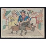 William Elmes ,
Hand coloured Satirical print ,
' Jolly Jack steering down Wapping in ballast