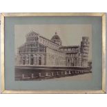 Early sepia photograph,
Pisa Baptistry, Cathedral and Campanile (view from the west) showing the