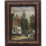 M Pauley XX Dutch School,
Oil on board,
Figures passing on a Dutch Street,
Signed lower right,
6 3/4