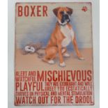 Metal sign- ' Boxer-Mischievous, playful' CONDITION: Please Note -  we do not make reference to