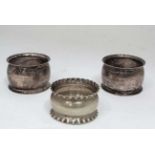 3 silver plated napkin rings  CONDITION: Please Note -  we do not make reference to the condition of