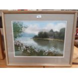 D Haddon XX,
Watercolour,
The bend in the river, early Spring morning Signed lower right,
12 3/4 x