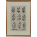 Sampler :
19thC needlework of repeated flowering plants 
12 3/4 x 7 1/2"
 CONDITION: Please