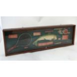 Fishing : A salmon / sea trout shadow box. 13 x 41 1/2" CONDITION: Please Note -  we do not make