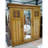 19thC Blonde ash linen press / triple wardrobe CONDITION: Please Note -  we do not make reference to