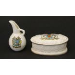 Crested ware to include a small jug bearing Aylesbury crest by Grafton China, with factory stamp