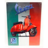 A metal sign" Vespa Scooter" CONDITION: Please Note -  we do not make reference to the condition