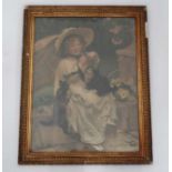 Victorian chromolithograph 
'You Mustn't Pull' 
Showing a young girl with kittens
23 1/2 x 171/