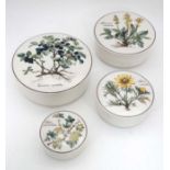 A set of 4 '' Villeroy & Boch '' graduated lidded trinket pots in '' Botanica '' pattern. The