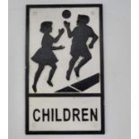 A rectangular cast metal "Children " sign CONDITION: Please Note -  we do not make reference to