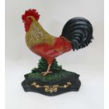 A painted cast cockerel door stop CONDITION: Please Note -  we do not make reference to the