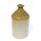 Thomas Finch Wine & Spirit Merchant Bicester : A 2-tone stoneware one quart flagon, stamped for