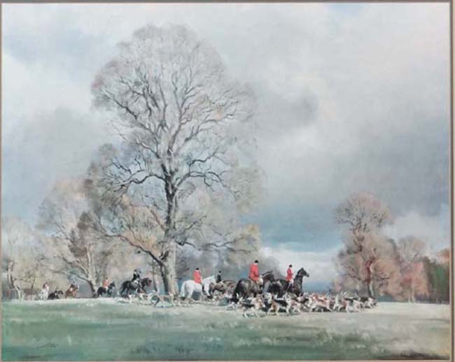 After Frank Wootton ( 1911-1998),
Coloured hunting print,
Hunt and hounds in a park,
Bears - Image 5 of 5