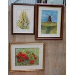 3 water colours by Trixi Ayres including scene of Brill Windmill CONDITION: Please Note -  we do not