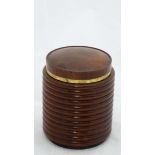 Humidor : An early 20thC cigar humidor with metal liner and walnut reeded ( ringed) decoration 6"