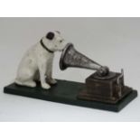 A painted cast HMV Dog and Gramaphone model  CONDITION: Please Note -  we do not make reference to