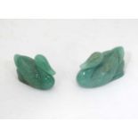 2 green jade ducks CONDITION: Please Note -  we do not make reference to the condition of lots