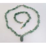 A necklace and bracelet of pale green Larimar ( Stefilia's stone ) stones necklace. The necklace