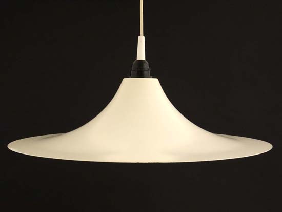 Vintage Retro :  a Verona Pendel ' Semi ' style pendant lamp, labelled , in white livery, 18 1/2" - Image 3 of 7