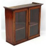 A 19thC cabinet with glazed doors 29 3/4" wide x 26 1/2" high 11" deep  CONDITION: Please Note -  we