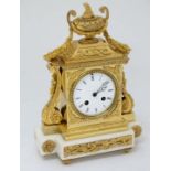 19 thC ormolou and marble mantle clock : an ornate breakfront Regency style 8 day clock with 3 1/