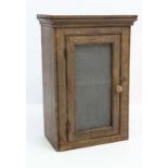 A Victorian scumbled pine cheese safe wall mounted with grill to front. 31 1/8" high x 21" wide x 12