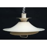 Vintage Retro : an Italian Rise and Fall pendant light marked ' Brevetto P ' with white livery and