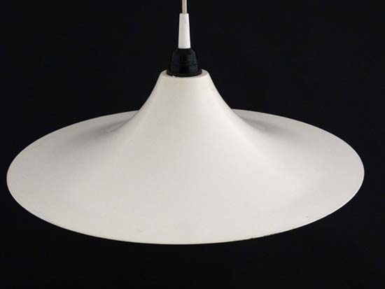 Vintage Retro :  a Verona Pendel ' Semi ' style pendant lamp, labelled , in white livery, 18 1/2" - Image 6 of 7