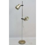 Vintage Retro :  a Danish brushed bronze livery twin spot multidirectional standard lamp.58" high