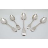 A set of 4 silver fiddle pattern tablespoons Hallmarked  Exeter 1835 maker William Woodman 9" long