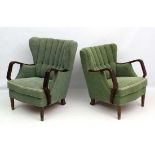Vintage Retro : a pair of Danish Art Deco 'His and Hers ' lobed backed open armchairs , the