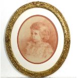 E R Eastlake XIX,
Possibly Elizabeth Rigby Eastlake (1809-1893),
Conte Pencil , an oval,
Portrait of