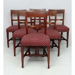 A set of 6 late 18thC inlaid mahogany dining chairs with boxwood stringing etc with overstuffed