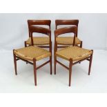 Vintage Retro : a set of Danish Teak and cord dining chairs , probably by designer Niels O. Møller ,