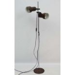Vintage Retro : a Danish brown and chrome livery twin spot multidirectional standard lamp.56" high