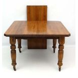 An Edwardian dark stained pine extending dining table 41" wide x 60" (extended)  CONDITION: Please