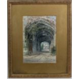 P Harding XIX,
Watercolour,
' Gate way Dorchester Castle ',
Signed and partially titled lower left ,