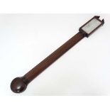 Leonard , Lutterworth bowfront Stick Barometer : a late Georgian style Mahogany reeded bowfront