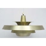 Vintage Retro : A Danish brushed Bronze livery louvred pendant light 16 1/2" diameter CONDITION: