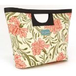 A Ladies Tom Joule beach bag with popper closure, cotton flower print outer with blue cotton