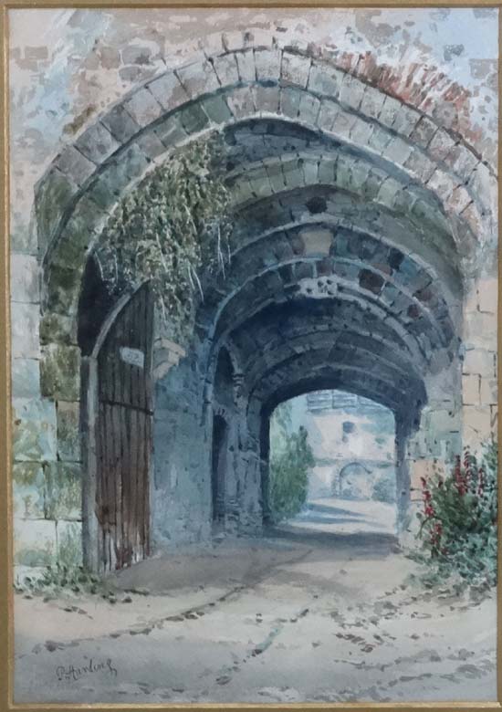 P Harding XIX,
Watercolour,
' Gate way Dorchester Castle ',
Signed and partially titled lower left , - Image 3 of 4