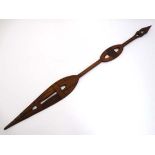 Ethnographica ; A native tribal patinated and stained ceremonial spear , 45" long    CONDITION: