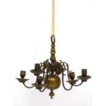 A 19thC brass Dutch style -branch chandelier. Approx 14 1/2" diameter  CONDITION: Please Note -