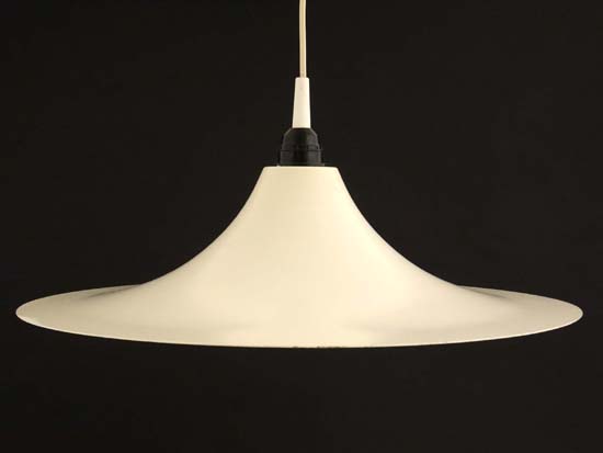 Vintage Retro :  a Verona Pendel ' Semi ' style pendant lamp, labelled , in white livery, 18 1/2" - Image 7 of 7