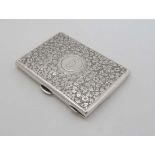 A Victorian silver cased aide memoir / card case with engraved floral and acanthus scroll