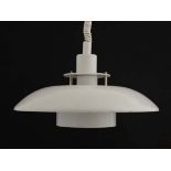 Vintage Retro : A Danish  Rise and Fall pendant lamp marked ALUX type 78.746 in white livery, 16 1/