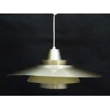 Vintage Retro : a Danish brushed bronze livery aluminium multi- louvred pendant light , 20 "