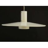 Vintage Retro :   a Danish pendant electric light with cream white livery ,marked ' Flipper Line '