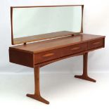 Vintage Retro : a British Austinsuite mirrored dressing table comprising of 3 drawers and trestle