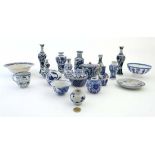 A quantity of Chinese and Japanese blue-and-white porcelain, some marked. Largest 6 3/4" (19)